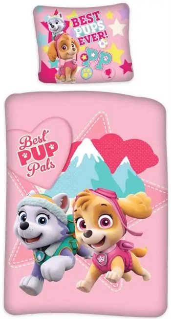 Paw Patrol Junior sengetøj 100x140 cm - Paw Patrol - Sengesæt med Skye og Everest - 2 i 1 design - 100% bomuld